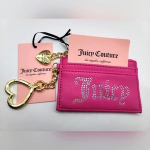 Juicy Couture Wallet Credit Card Case With Gold Heart Key Chain NWT